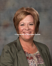 Studio portrait of Lynn DeVries, Extension Educator. New Faculty Orientation. August 29, 2016. 
