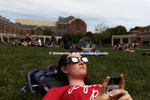 Ryket Thomas of Lincoln found a good spot and was watching the first part of the eclipse at 12:02 pm