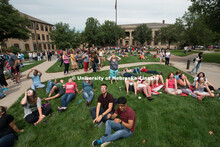 East campus students, faculty and staff at the University of Nebraska-Lincoln view the total solar e