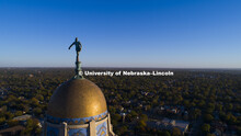 Aerial view of the Nebraska State Capitol. October 25, 2017. 