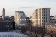 Cather and Pound Residence Halls implosion. December 22, 2017. 