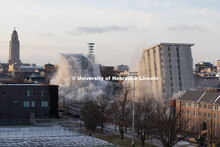 Cather and Pound Residence Halls implosion. December 22, 2017. 