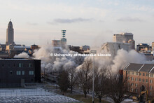 Cather and Pound Residence Halls implosion. December 22, 2017. 