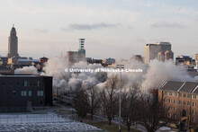 Cather and Pound Residence Halls implosion. December 22, 2017. 