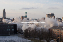 Cather and Pound Residence Halls implosion. December 22, 2017. 