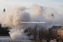Cather and Pound Residence Halls implosion. December 22, 2017. 