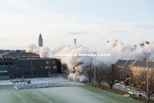 Cather and Pound Residence Halls implosion. December 22, 2017. 