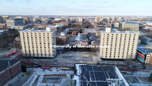 Cather and Pound Residence Halls implosion. December 22, 2017. 