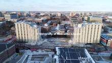 Cather and Pound Residence Halls implosion. December 22, 2017. 