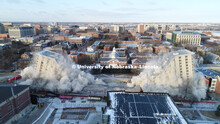 Cather and Pound Residence Halls implosion. December 22, 2017. 