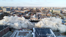 Cather and Pound Residence Halls implosion. December 22, 2017. 