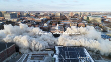 Cather and Pound Residence Halls implosion. December 22, 2017. 