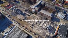 The remains of the Cather Pound Residence Halls implosion. December 22, 2017. 