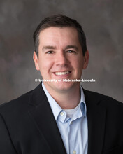 Studio portrait of Micah Chaffee, Program Coordinator, Master of Engineering Management. February 6,