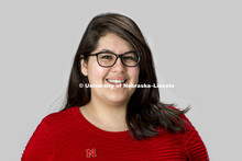 Studio portrait of Karen Palacios, Admissions. February 12, 2018. 