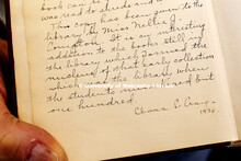 Clara Craig, the university's first research librarian made this notation the book "Widow Bedott Pap