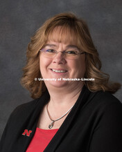 Studio portrait of Trudy Nienaber, Project Specialist, Sponsored Programs. April 4, 2018. 