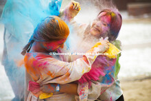 Students celebrate Holi, the Indian festival of spring, colors and celebration. Students tossed colo