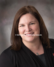 Studio portrait of Megan McMasters, Events and Outreach Manager for the Office of Research. April 17