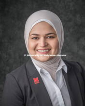 Studio portrait of Elina Ibrayeva, NBDC Director for Lincoln and Southeast Nebraska. College of Busi
