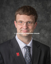 Studio portrait of Lance Schendt, College of Business. April 17, 2018. 