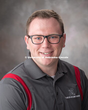 Studio portrait of Eric Bertrand, Recruiter for the College of Arts and Sciences. May 15, 2018. 