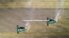 Aerials of Wheat Harvest in Perkins County Nebraska. July 10, 2018. 