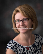 Studio portrait of Marilyne Stains, Associate Professor, Chemistry. August 9, 2018. 