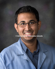 Studio portrait of Suman Chakrabarty, Teaching Assistant, Chemistry. August 9, 2018. 