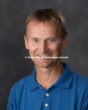 Studio portrait of Tedde Taege, Central Administration. August 10, 2018. 