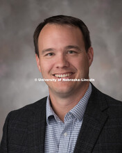 Studio portrait of Wesley Juranek, Central Administration. August 21, 2018. 