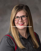 Studio portrait of Kaitlin Ferris, Academic Advisor for the Arts and Sciences. August 27, 2018. 