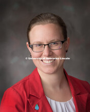 Studio portrait of Erin Haacker, post-doctoral scholar, Nebraska Water Center. October 2, 2018. 