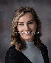 Studio portrait of Cecilia Kracl, Office Associate for the Confucius Institute. October 30, 2018. 
