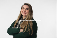 Studio portrait of Bridgett Grant, advising intern, College of Journalism and Mass Communication. Ja