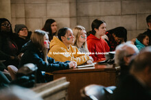 As part of MLK Week, UNL students march with Herbie Husker leading the way in a unifying march throu