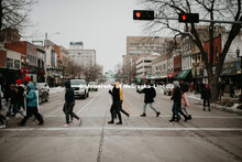 As part of MLK Week, UNL students march with Herbie Husker leading the way in a unifying march throu