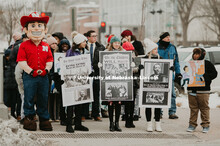 As part of MLK Week, UNL students march with Herbie Husker leading the way in a unifying march throu