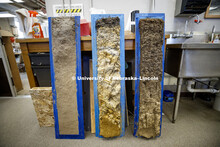 Various soils await their role in the remodeled fourth floor. Cherish Nebraska exhibit at Morrill Ha