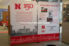 The traveling history exhibit in the Student Union is on display during the University Charter Week.