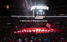 Pregame for the Huskers men’s basketball game. Celebrating the University's 150th birthday. The Hu