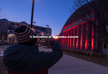 The University of Nebraska celebrates its 150th Anniversary by lighting up the campus in red. Glow B