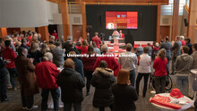 Everyone was invited to enjoy a cupcake and join in the festivities with their Husker friends at the