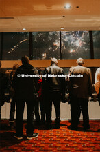 Guests at the Music and Milestones celebration viewed the fireworks display inside the Lied Center a