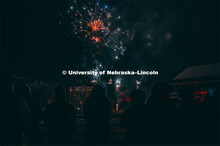 Guests at the Music and Milestones celebration viewed the fireworks display from the Lied Center ter