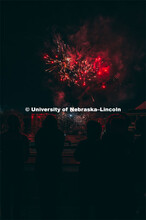Guests at the Music and Milestones celebration viewed the fireworks display from the Lied Center ter