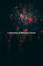 Guests at the Music and Milestones celebration viewed the fireworks display from the Lied Center ter