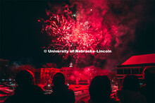 Guests at the Music and Milestones celebration viewed the fireworks display from the Lied Center ter