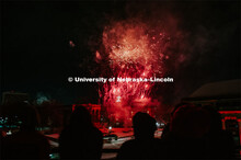 Guests at the Music and Milestones celebration viewed the fireworks display from the Lied Center ter