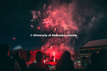 Guests at the Music and Milestones celebration viewed the fireworks display from the Lied Center ter